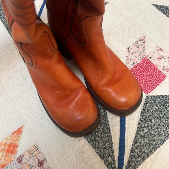 Tan Leather Western Knee-High Boots - Picture 7 of 8